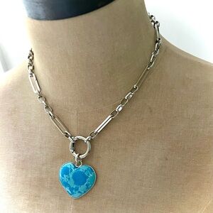 NWT LARIMAR Sterling Silver Heart Necklace